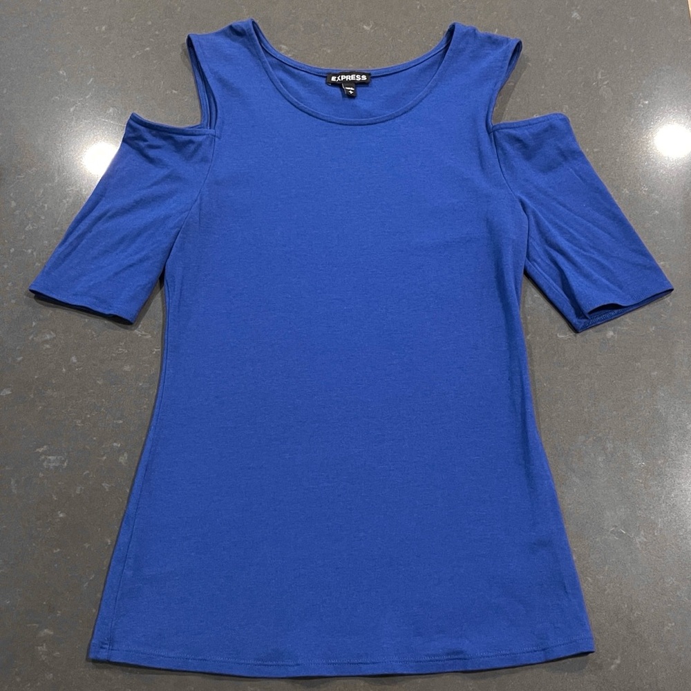 Express Blue Cold Shoulder Shirt Top Small